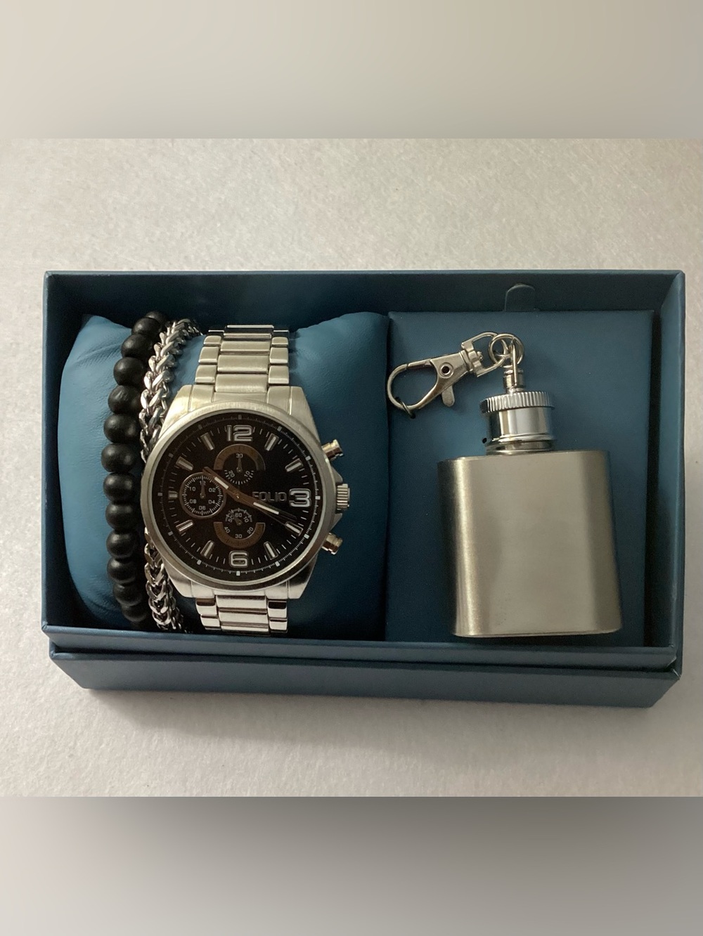 Folio Three-Hand Silver-Tone Watch Gift Set 45mm FMDFL6075